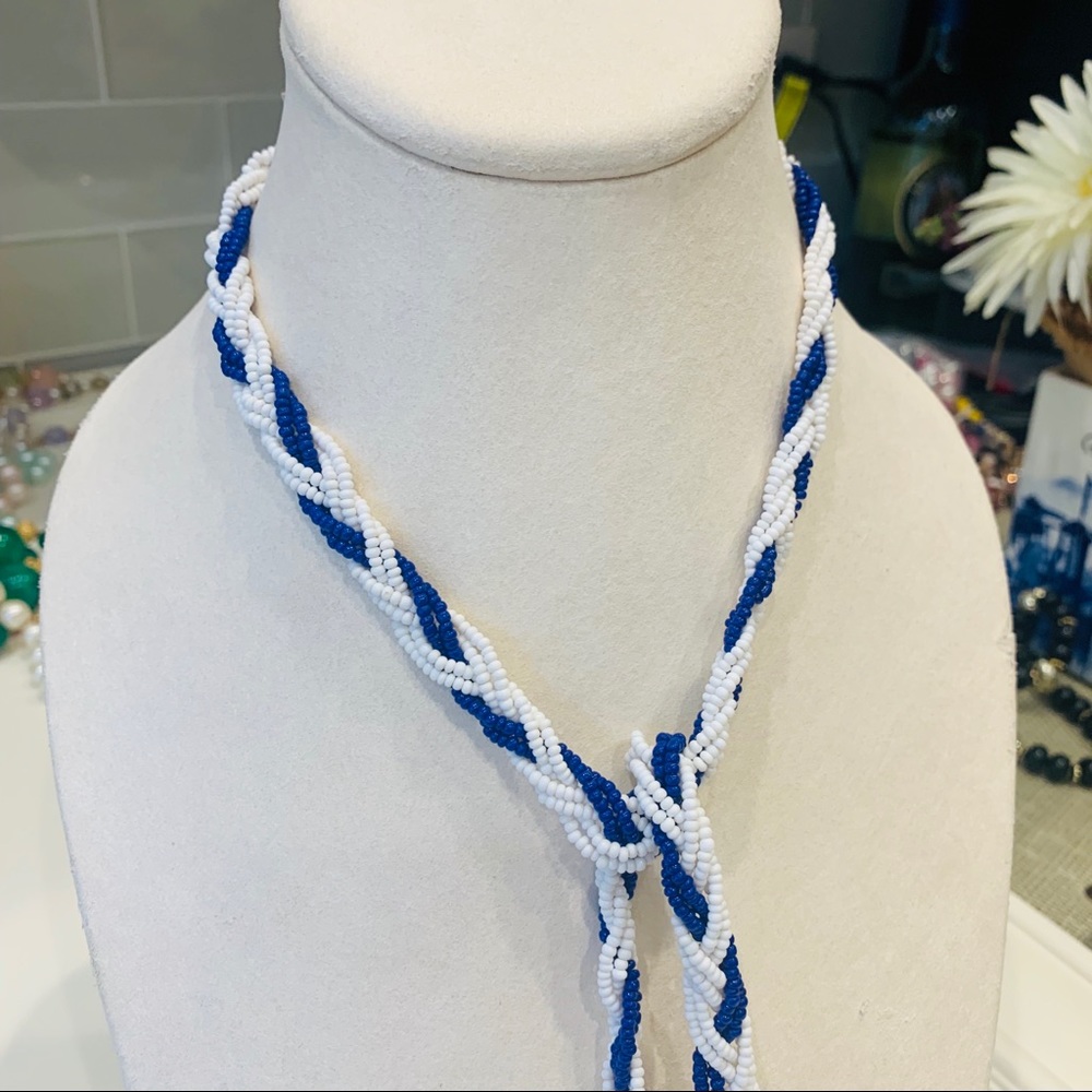 Vintage 1960’s Seed Bead Tassel Lariat Necklace - Picture 4 of 6